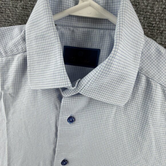 David Donahue Blue Checkered Casual Button Down Shirt - Picture 3 of 15